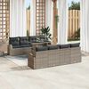 vidaXL Tuin Sofa Set met kussen met opslag 9 pcs Grijs Poly Rattan