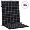 vidaXL Stoelkussens 6 st lage rug ruitpatroon stof zwart