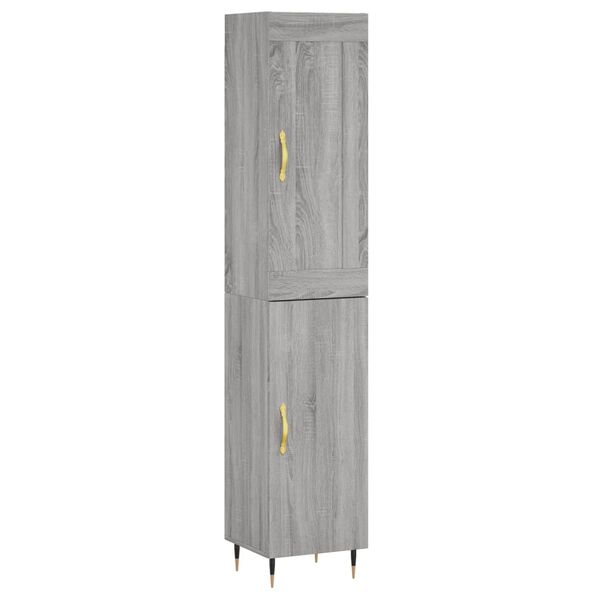 vidaXL Hoge kast 34,5x34x180 cm bewerkt hout grijs sonoma eikenkleurig