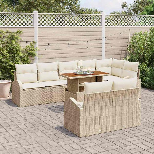 vidaXL Tuin Sofa Set met kussen 9 pcs beige en cr&egrave;mekleurig