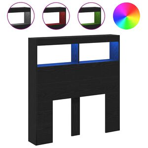 vidaXL Hoofdbordkast met LED 100x17x102 cm zwart eikenkleurig