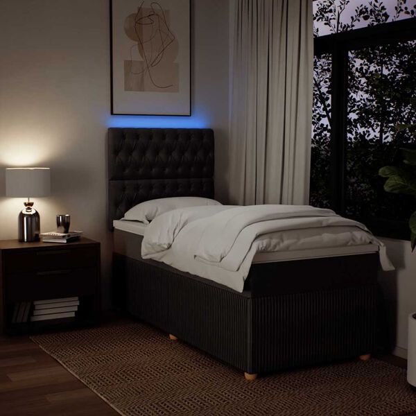 vidaXL Boxspring met matras stof donkerbruin 90x200 cm