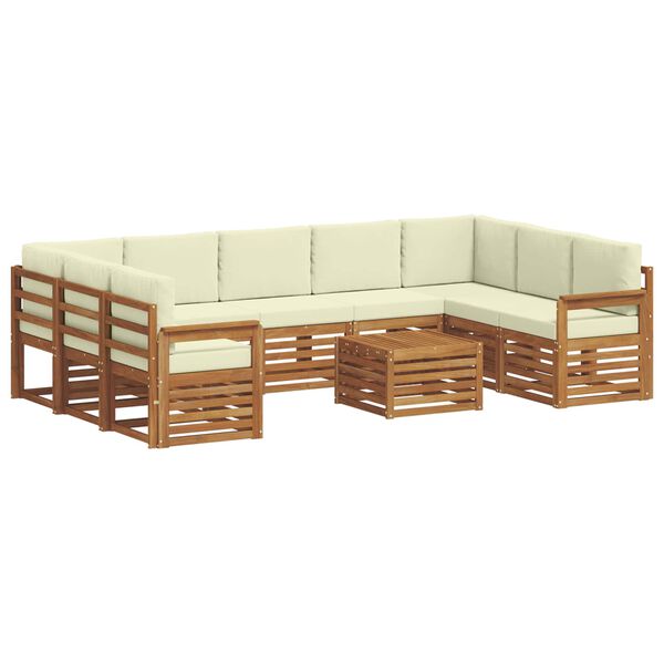 vidaXL Sofa-Sets 10 pcs Natuurlijk en Cr&egrave;me Massief Acaciahout