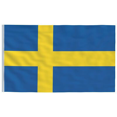vidaXL Vlag met vlaggenmast Zweden 5,55 m aluminium
