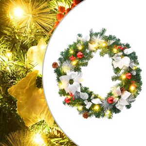 vidaXL Kerstkrans met LED lampjes 60 cm PVC groen