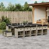 vidaXL 15-delige Tuinset met kussens poly rattan lichtgrijs