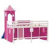 vidaXL Kinderhoogslaper met toren 90x190 cm massief grenenhout roze