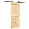 vidaXL Schuifdeur 80 x 210 cm Massief Grenenhout (Niet-Behandeld)