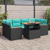 vidaXL 7-delige Loungeset met kussens poly rattan zwart