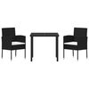 vidaXL Tuin eettafelset met kussen 9 pcs Zwart poly rattan