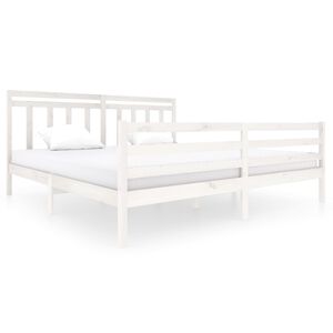 vidaXL Bedframe massief hout wit 200x200 cm