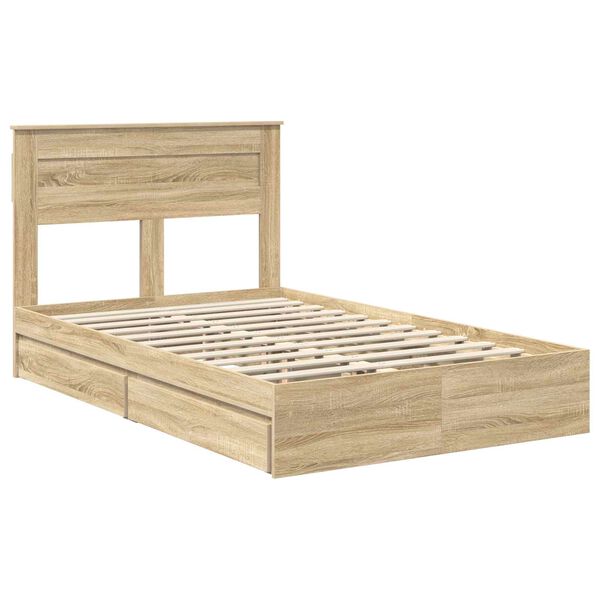 vidaXL Opslag bed met lade Sonoma Eiken 120 x 190 cm Bewerkt hout