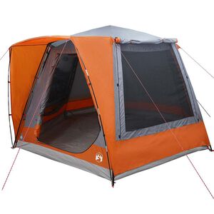 vidaXL Camping Tent Grijs en oranje 420 x 420 x 227 cm Polyester