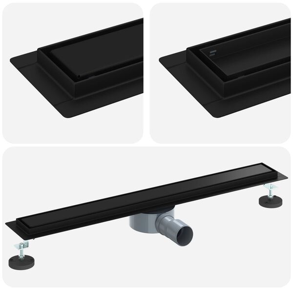 vidaXL Doucheafvoer 2-in-1 met 360&deg; Sifon Zwart 70 cm