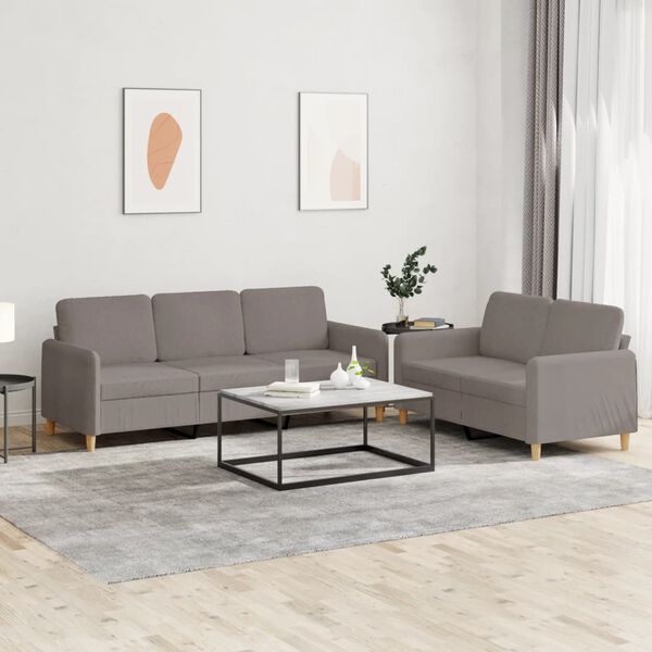 vidaXL 2-delige Loungeset met kussens stof taupe