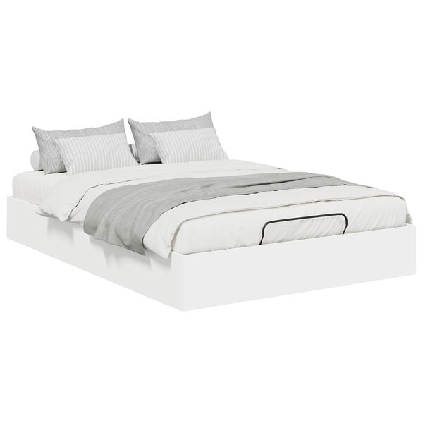 vidaXL Ottoman Bedframe Wit 203 x 150 x 25 cm Geconstrueerd hout