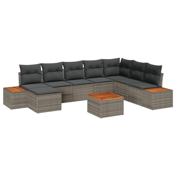 vidaXL Tuin Sofa Set 9 pcs Grijs 319 x 209 x 85 cm Poly riet
