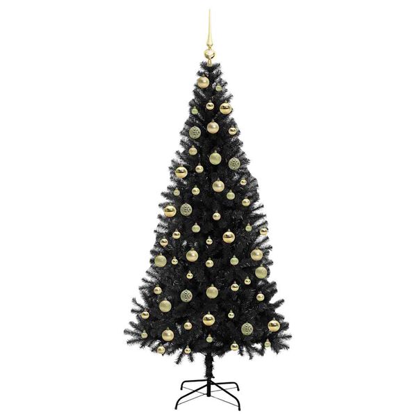 vidaXL Kerstboom met 300 LED met standaard Zwart 210 cm PVC