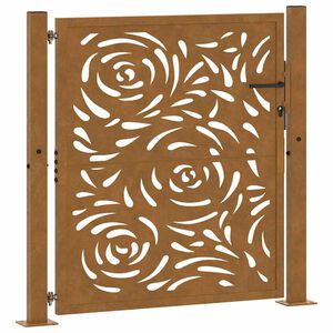 vidaXL Poort met vlamontwerp 100x100 cm weervast staal