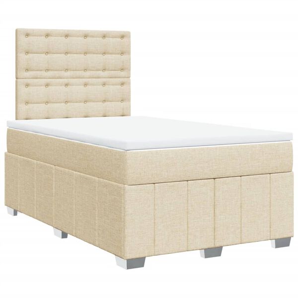 vidaXL Boxspring met matras stof cr&egrave;mekleurig 120x200 cm
