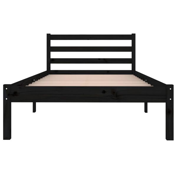 vidaXL Bedframe massief grenenhout zwart 90x200 cm