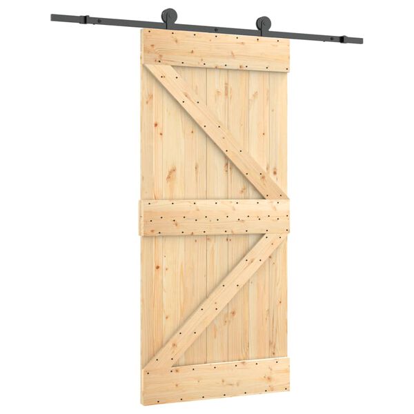 vidaXL Schuifdeur met beslag 95x210 cm massief grenenhout
