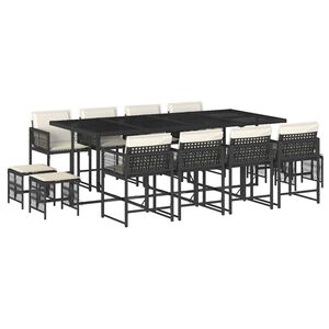 vidaXL 13-delige Tuinset met kussens poly rattan zwart