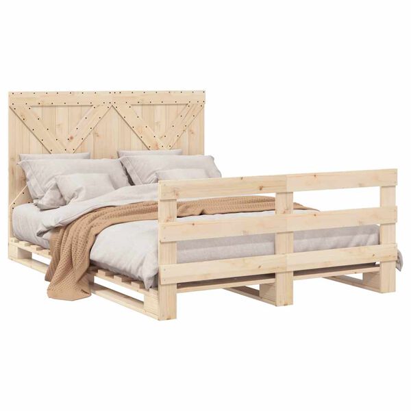 vidaXL Bedframe met hoofdbord massief grenenhout 160x200 cm