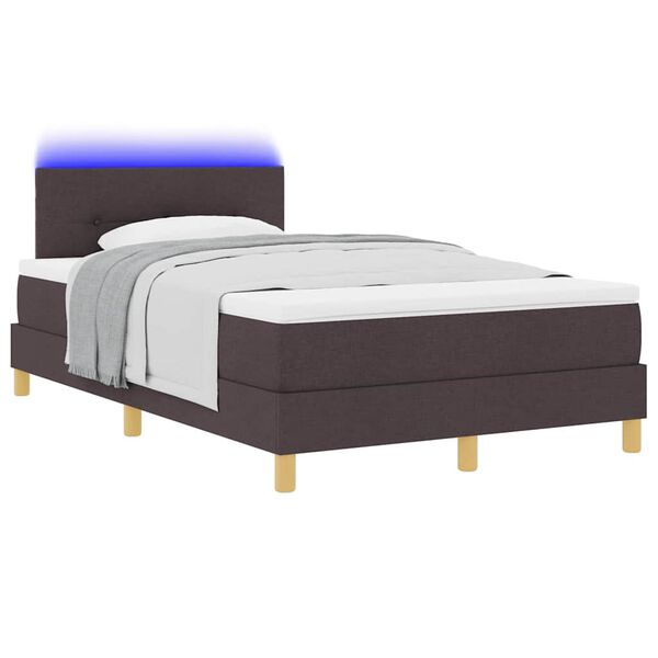 vidaXL LED Box Spring Bed met matras Donkerbruin 120 x 190 cm Stof