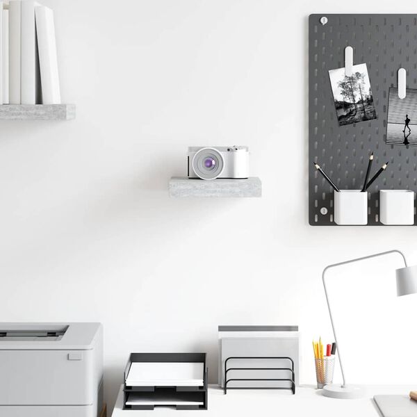 vidaXL Wandschap zwevend 23x23,5x3,8 cm MDF betongrijs