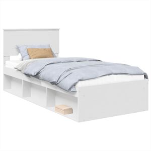 vidaXL Bedframe met hoofdeinde Wit 90 x 200 cm Bewerkt hout