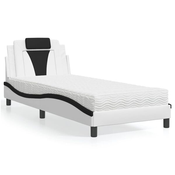 vidaXL Bed "Viana" met matras kunstleer zwart en wit 90x200 cm