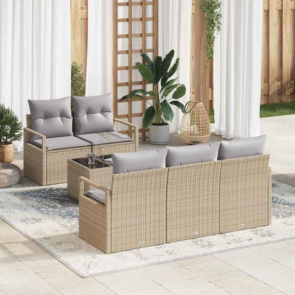 vidaXL Bankstel 6 pcs Beige en Grijs poly rattan