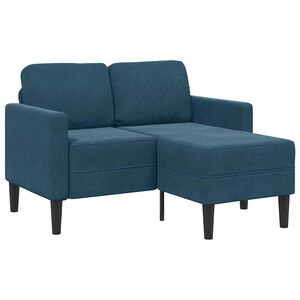 vidaXL 2-zitsbank met ligstoel L-vormig 125 cm fluweel blauw