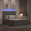 vidaXL Opbergbed met LED met matras Taupe 140 x 200 cm Polyester
