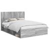 vidaXL Bedframe met opbergruimte en hoofdbord Grijs Sonoma