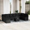 vidaXL Tuin Sofa Set met kussen 11 pcs Zwart Poly riet