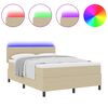 vidaXL LED Box Spring Bed Lichtgrijs en wit. 140 x 190 cm Katoen Stof