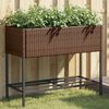 vidaXL Plantenbak met schap poly rattan bruin