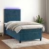 vidaXL Boxspring met matras en LED fluweel donkerblauw 90x190 cm