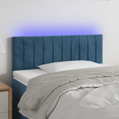 vidaXL Hoofdbord LED 80x5x78/88 cm fluweel donkerblauw