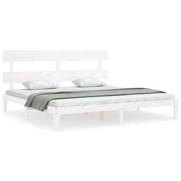 vidaXL Bedframe zonder matras massief grenenhout wit 200x200 cm