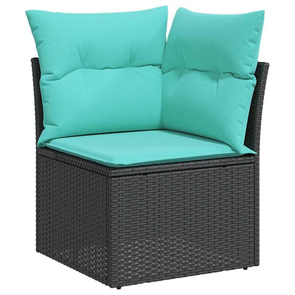 vidaXL 7-delige Loungeset met kussens poly rattan zwart