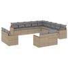 vidaXL 13-delige Loungeset met kussens poly rattan gemengd beige