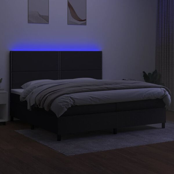 vidaXL Boxspring met matras en LED stof zwart 200x200 cm