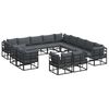 vidaXL Tuinbankenset met kussen 13 pcs Zwart Aluminium