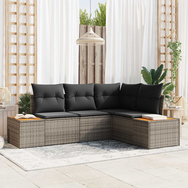vidaXL Tuin Sofa Set met kussen 5 pcs Beige poly rattan