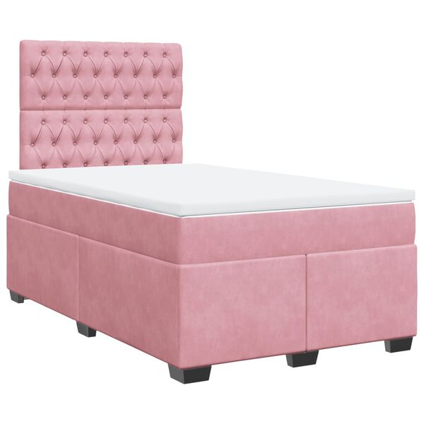 vidaXL Boxspring met matras fluweel roze 120x190 cm
