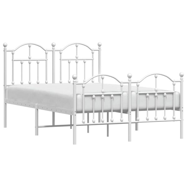 vidaXL Bedframe met hoofd- en voeteneinde metaal wit 120x200 cm