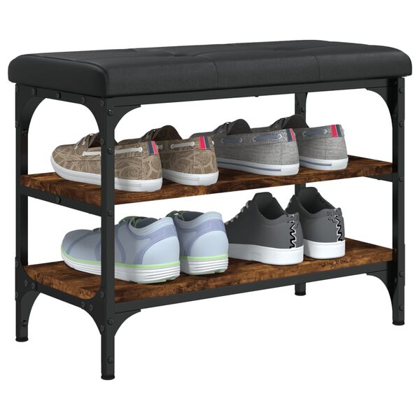 vidaXL Schoenenbank 62x32x47 cm bewerkt hout gerookt eikenkleurig